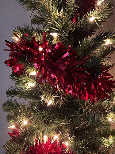 Tcdesignerproducts Red Metallic Twist Garland Indoor & Outdoor Holiday Parade Float Shiny Sparkly Decoration - 4" X 25' Roll #TOP3