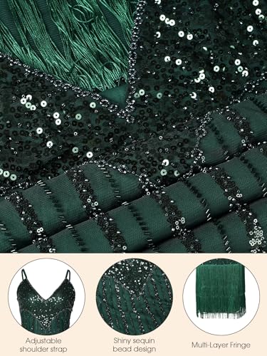 Women's Flapper Dresses 1920s,Great Gatsby Dresses Sequin Fringe Cocktail Dress Roaring 20s Dress for Harlem Nights4