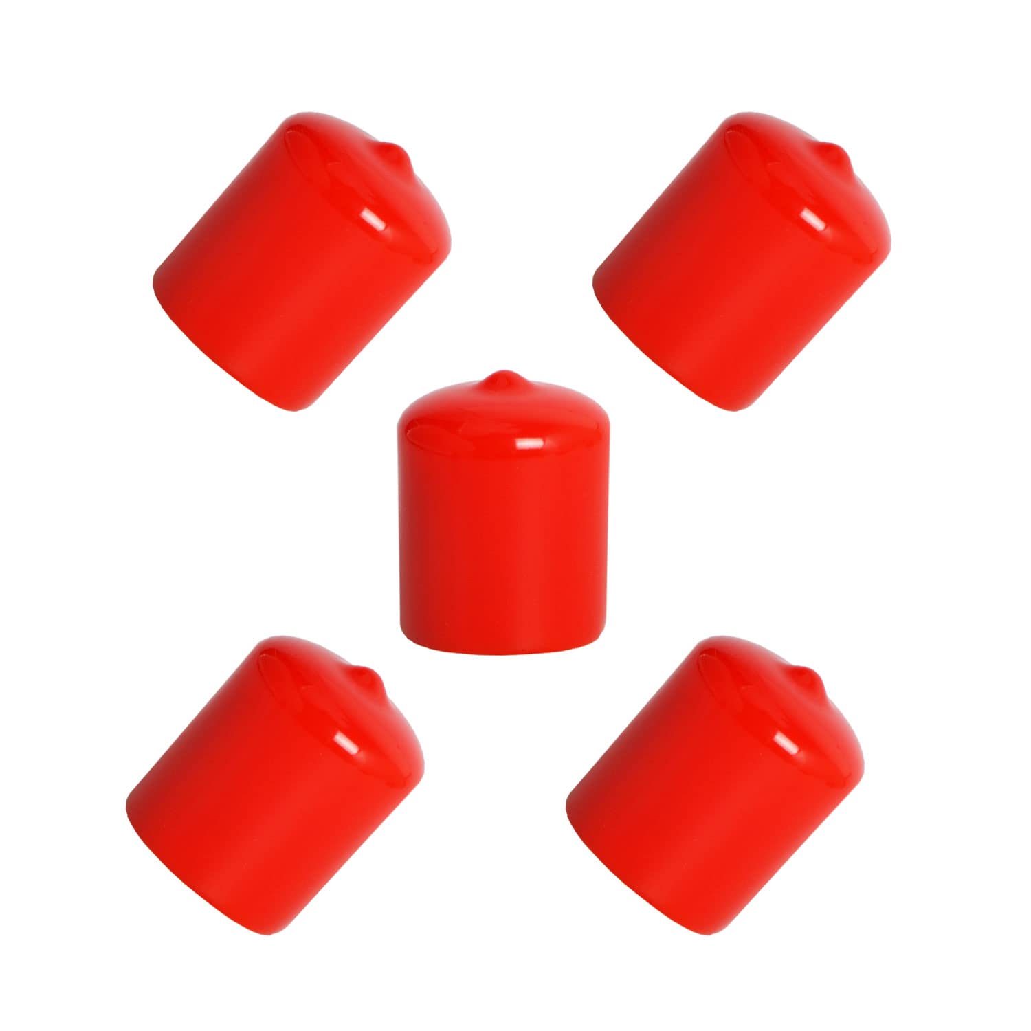 Ohamtes Red 5Pcs Id26mm(1-1/32") Pvc Rubber End Caps, Vinyl Flexible End Caps, Round Pipe End Caps, Bolt Thread Protector Safety Caps