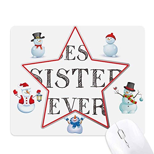 Tapis de souris Best Sister Ever avec bonhomme de neige de Noël pour le bureau