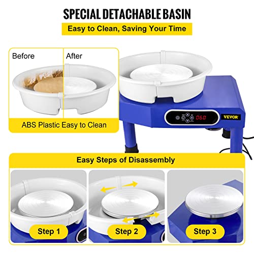 Image of VEVOR Pottery Wheel, Pottery Forming Machine 9.8 inch LCD Touch Screen, 350W Ceramic Pottery Electric DIY Clay Sculpting Tools, Foot Pedal & Detachable ABS Basin for Adults and Beginners Art Craft