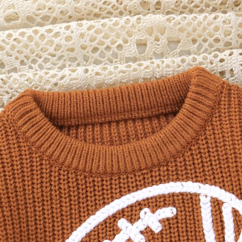 Infant Baby Boy Girl Fall Winter Outfit Football Embroidery Sweater Tops Long Sleeve Knit Sweater Crewneck Clothes4