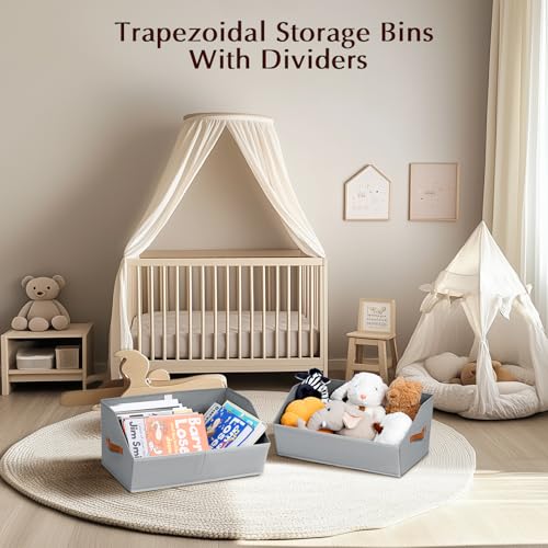 Homsorout Closet Organizers and Storage Bins - 6 Pack Collapsible Divided Trapezoidal Cube Storage Bins Baskets For Organizing Clothes Blankets,Toys, Books, Towels(Light Grey) by Homsorout - Used condition - Image 6