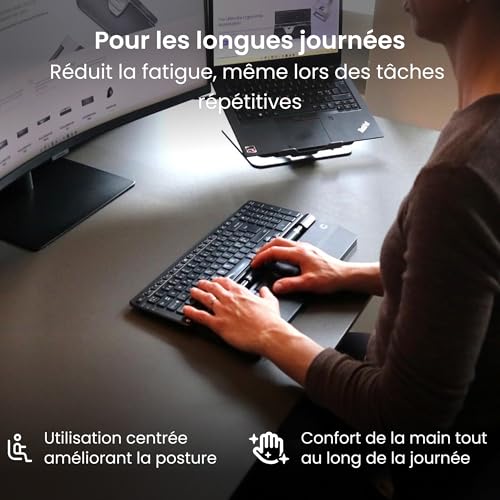 Contour RollerMouse Pro Slim – Souris Ergonomique pour soulager Les douleurs au Cou, aux épaules et aux Poignets | Barre de roulement Centrale | Repose-Poignets en Cuir végétalien | Bluetooth – vue 6