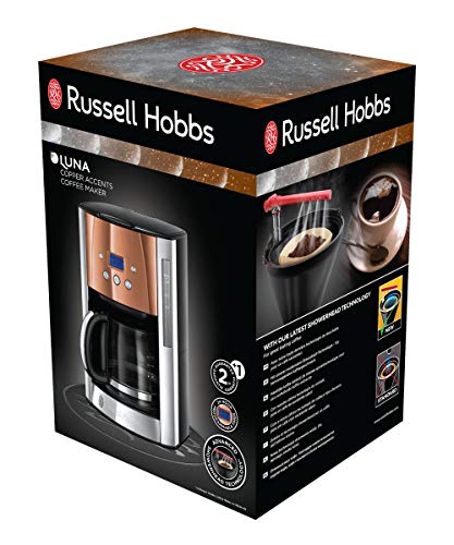Russell Hobbs Cafetera de Goteo Luna Copper - 14 Tazas, Jarra Cristal 1,8L, Programable, Soporte de Filtro Lavable… - Imagen 3