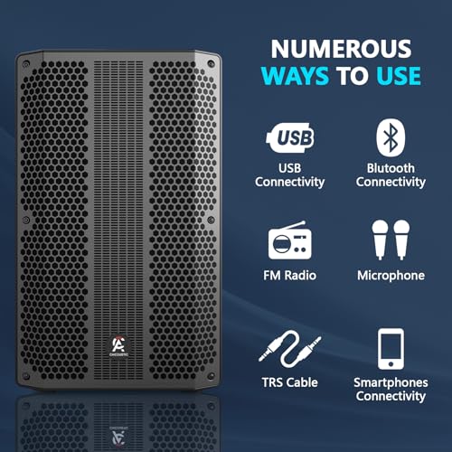 CAICOUSTIC 12-inch PA Speaker System with Bluetooth – Portable Dual DJ Speakers with Stands, Full-Range Stereo Sound for Events & Performances - Thumbnail 3