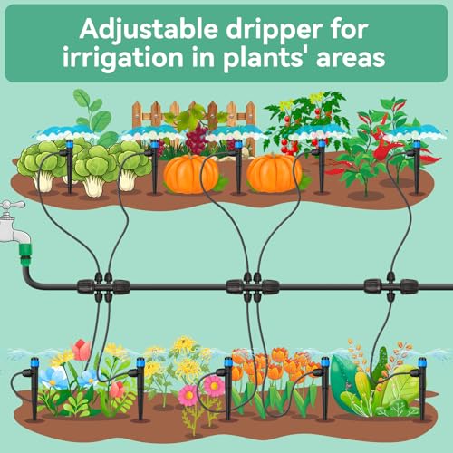 Image of Adjustable Drip Irrigation Emitters for 1 /4 inch Tubing, 25pcs | Adjustable 360 Degree Water Flow, Lock Barbed, Drip Spray Emitters Parts, Garden Watering System