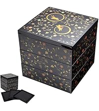 Amazon | 伝統本舗 重箱 3段 うさぎ唐草 黒内朱 5寸／2～3人用 シール