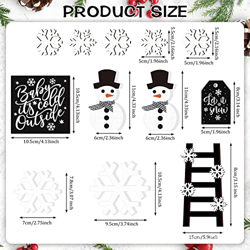12 PCS Christmas Tiered Tray Decor, Snowman Tabletop Decor for Christmas Winter Holiday Party Home Kitchen Decor Supplies - Thumbnail 2