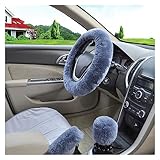 XENITE Protecteur de Volant Couvre-Volts de Voiture en Peluche Universelle Couvercles de Volant de Frein à Main d'hiver (Couleur : Blue Grey, Taille : 1 UK)