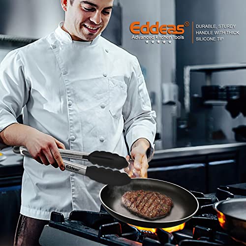image for Eddeas Kitchen Tongs with Silicone Tips, Tongs for Cooking Heat Resist
