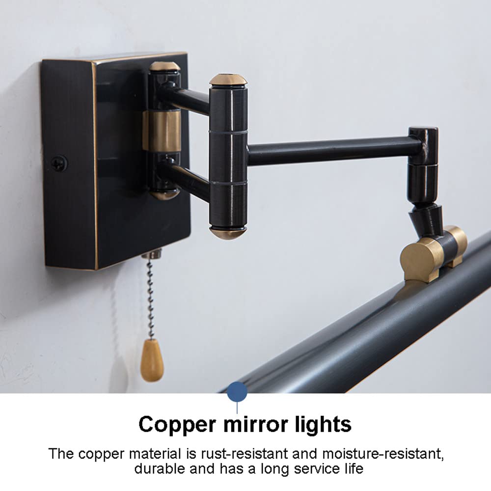 Lampa przednia z lustrem liniowym Regulowana lampa łazienkowa LED z łańcuszkiem, nowoczesne lampy do makijażu Oprawy oświetleniowe do makijażu ściennego nad lustrem do toalety Kąpiel w proszku