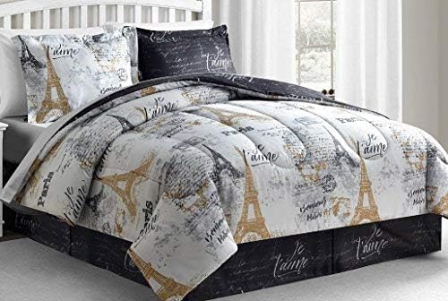 Fairfield Square Collection Paris Gold 6-Pc Twin Size Reversible Comforter Sets. Quality Twin Size Bedding Set.