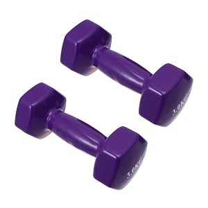 Fitness Dumbbells Cast Metal Handheld Weights Non-slip Plastic Coated 3kg Pair for Men and Women Home Gym Strength
