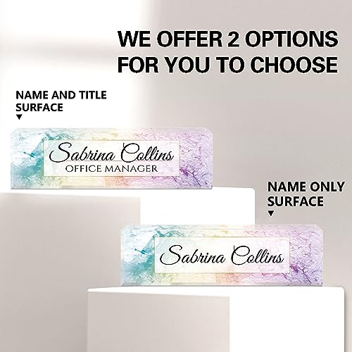 Image of Name Plate for Desk, Desk Name Plate Personalized, Office Decor for Women Men, Acrylic Desktop Accessories, Office Appreciation Gifts for Boss Social Workers Nurse Teacher Employee (Colorful Marble)