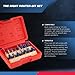 HILTEX 10100 Tungsten Carbide Router Bits, 15 Piece Router Bit Set, 1/4” Router Bit Shank Tungsten Carbide Router Bits, Chamfer for Woodworking on Wood, Blue
