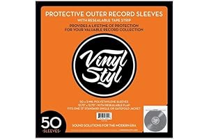 12 Inch Vinyl Style Outer Sleeves, Recloseable Flap (50 Pcs Clear)