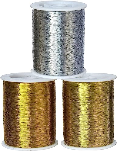 QCZKB 600M(660Y) 3 Spools Sewing Thread Metallic Embroidery Machine Sewing