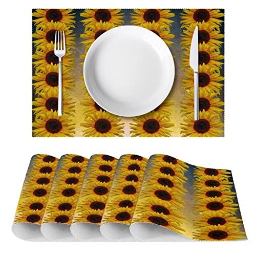 Set de table tournesol antidérapant de cuisine et napperon de table à manger résistant