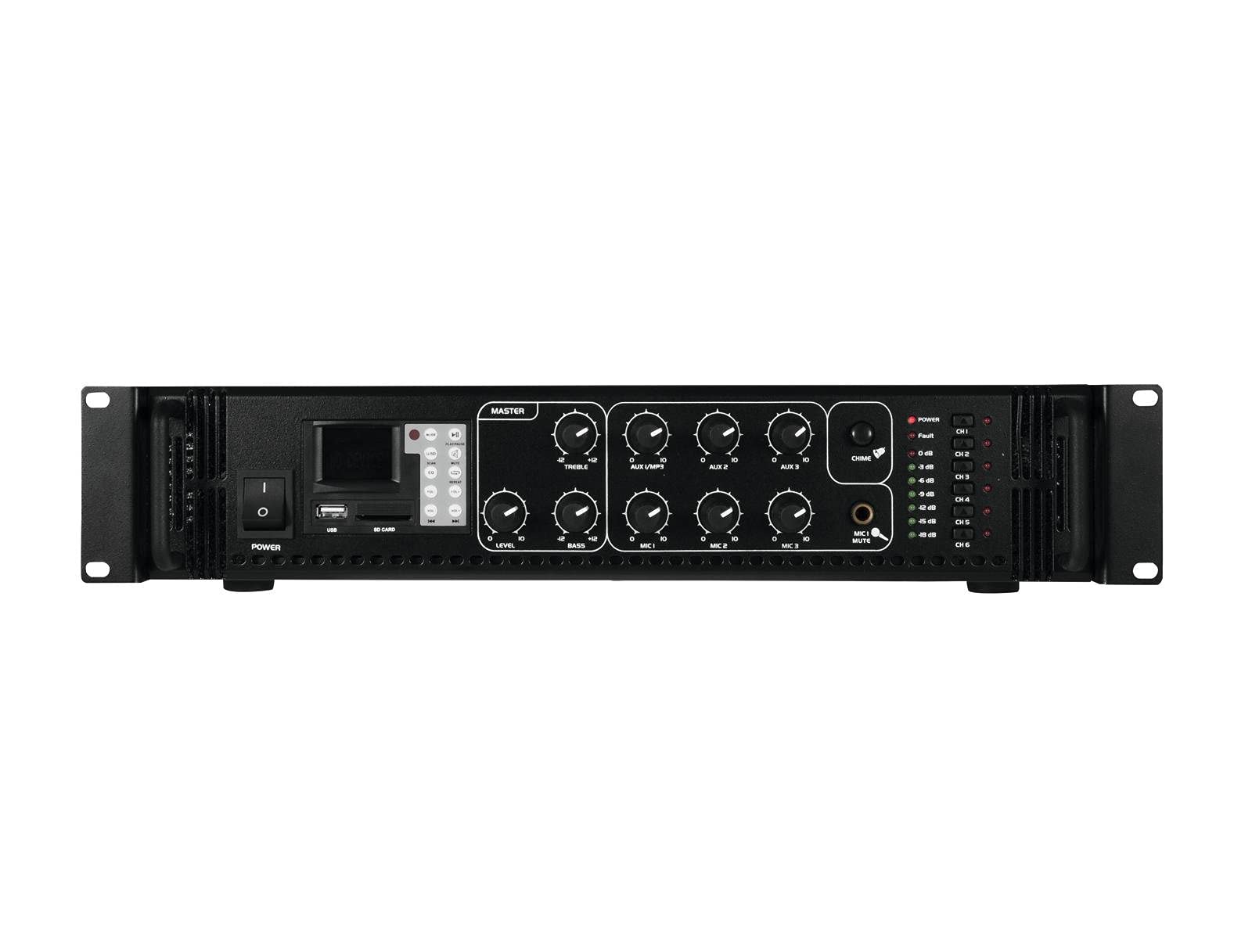 OMNITRONIC MPZ-350.6P Mischverstärker | 6-Zonen-ELA-Mono-Mischverstärker mit MP3-Player & IR-FB, Zonen schaltbar, 350 W