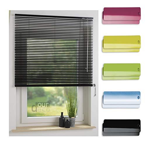 ourdeco® Aluminium-Jalousie / 140 x 160 Schwarz (Breite x Höhe) / Montage an Wand oder Decke, Premium Alu-Jalousie