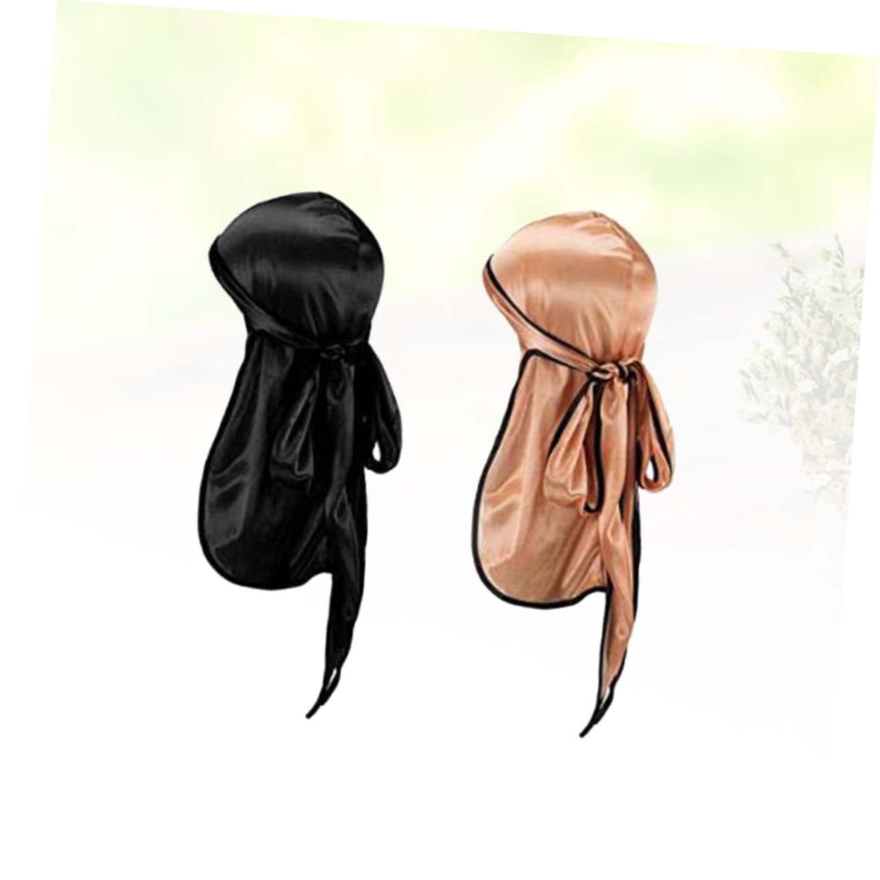 Holibanna Elastic Turban Kerchief Women's Multifunctional Headwear Soft Silk Long Tail Black