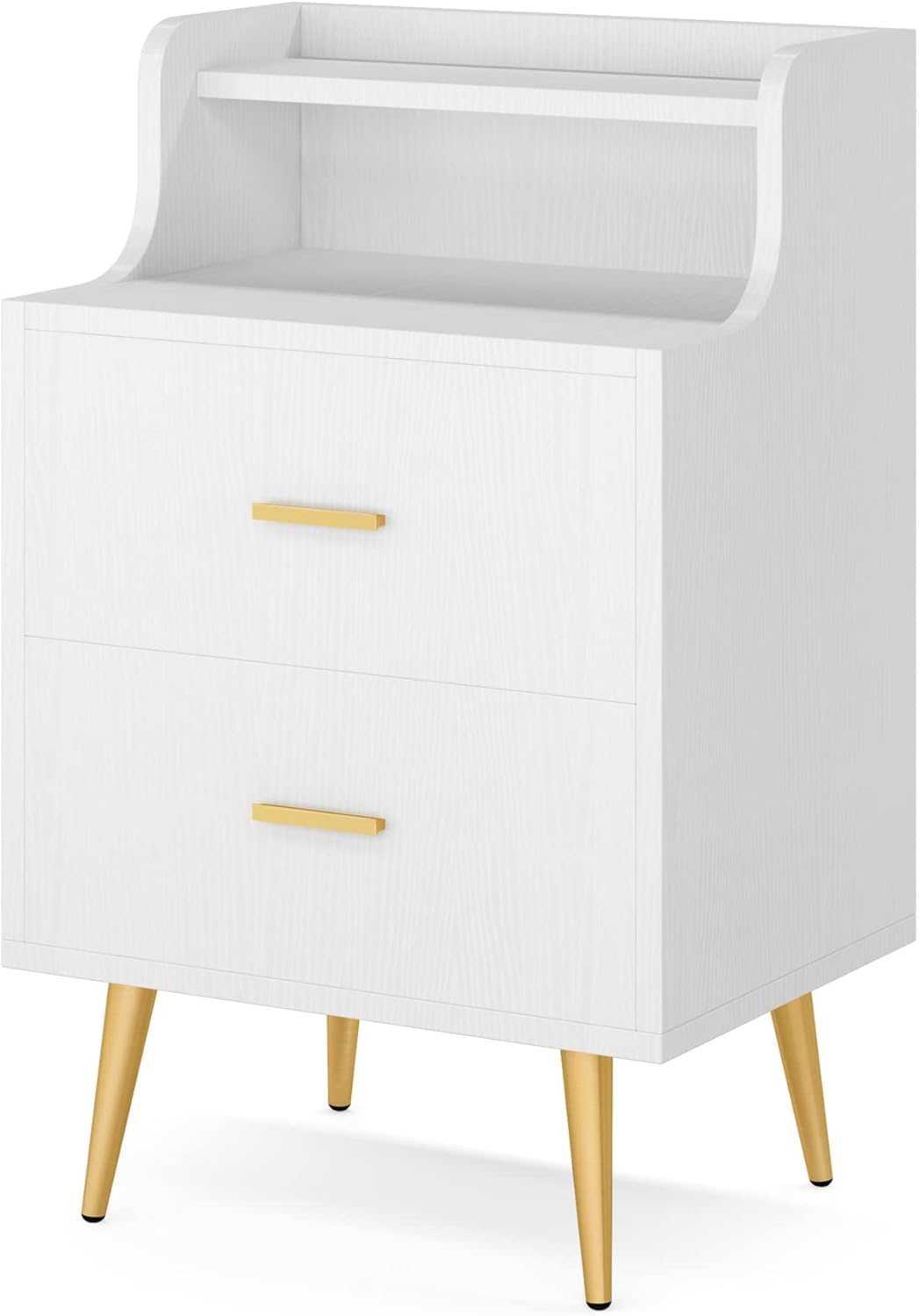 Tribesigns White Nightstand, Modern Bedside Table with 2 Drawers