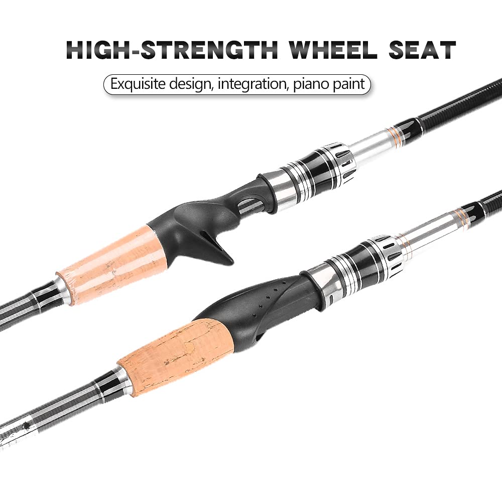 Cañas de Pescar en Mar,Cañas de Pescar Surfcasting Pesca Baitcasting Varilla de Fibra de Carbono de Alta Mini Travel Ultraligero 4 Secciones Mar Surf 2.1M 2.4M