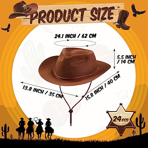 Image of Mepase Cowboy Hats Bulk Felt Western Party Wide Brimmed Cowgirl Hats Set for Adults Men Women Costume Party