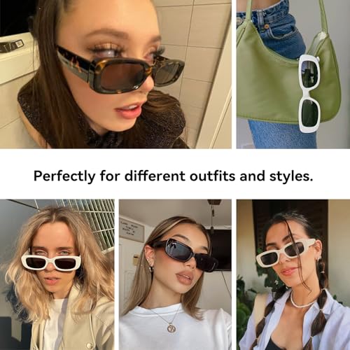 Dollger Rectangle Sunglasses for Women Men Trendy Retro Fashion Sunglasses UV 400 Protection Square Fram - Image 7
