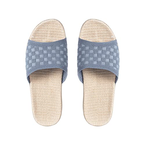 Momo's House Non-Slip Open Toe Slide Summer Slippers Sandals For Women's Man's - Japanese Sweat-Absorbant Polyester Moisture Wicking House Slippers For Indoor, Gray #TOP5