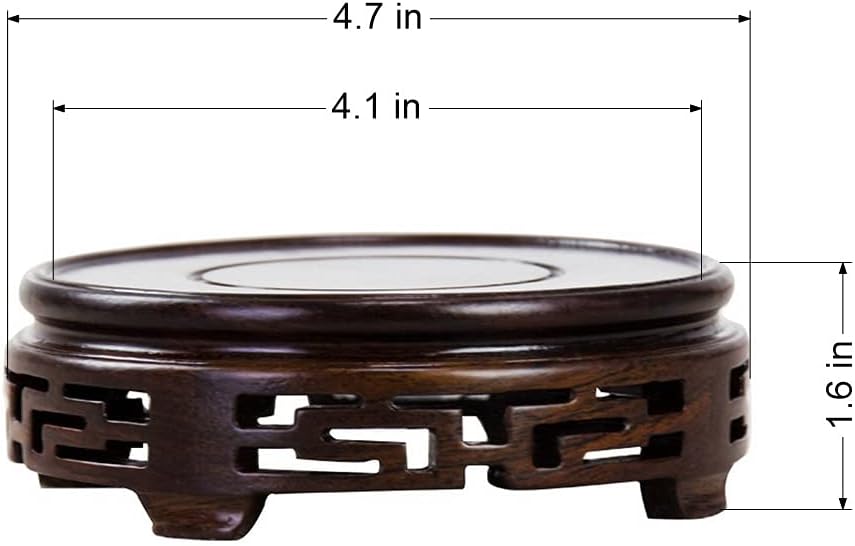 Chinese Furniture Round Solid Wood Display Stand Flower Pot Vase Crafts Ornaments Carved Flower Pattern S/M/L