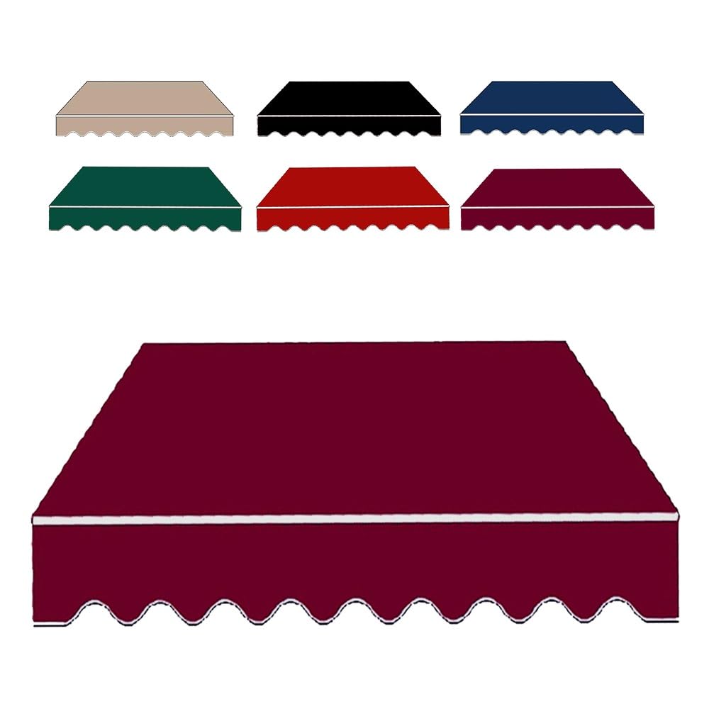 patio awning fabric replacement retractable sun shade awning cover 6.5ft 8ft 10ft 13ft 16ft 20ft waterproof red sunshade shelter (fabric only)(burgundy,12x10ft/365x300cm)