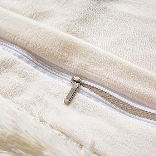 Sacebeleu Kissenbezug 80x80cm 2er Set Plüsch Biber Flanell Flauschig Zierkissenbezug Kissenhülle Doppelpack Weiß Creme Winter… – Ansicht 5