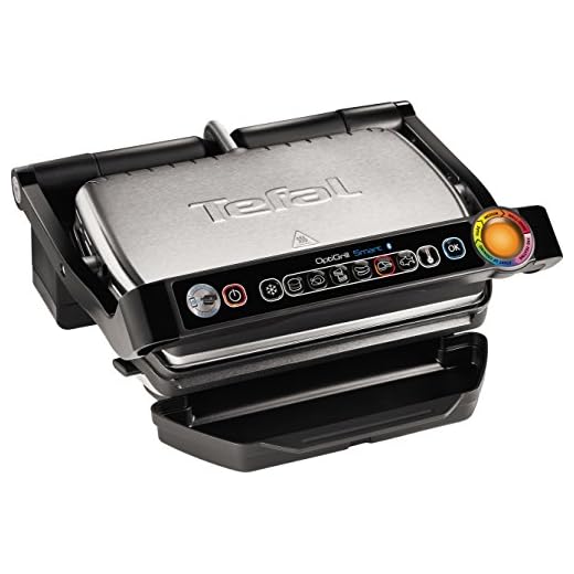 Tefal GC702D Optigrill – Plancha (indicador automático del estado, 6 programas preestablecidos, acero inoxidable), color negro y plateado plateado/negro