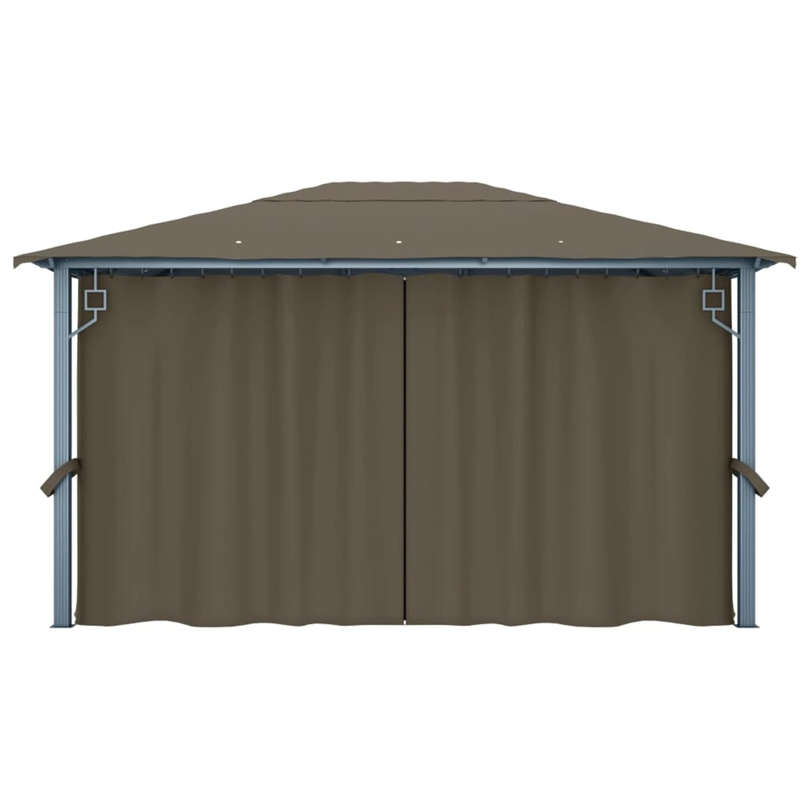 Gecheer Gazebo con Tende e Luci a LED, Gazebo per Esterno, Pergola con Tela, Gazebo da giardino, Gazebo per feste, Gazebo con Zanzariera, Padiglione 4x3m Tortora, Alluminio