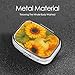 Golden Sunflower & White Pumpkin Pill Box with Mirror 2 Compartments Square Pill Organizer for Pocket
