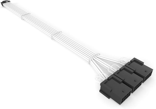 SIRLYR 16Pin to 3 * 8(6+2) Pin PCIE GPU Cables Sleeved PSU Extension Cable Mini 12+4 Pin Connector Graphics Card Power Supply RTX 3090Ti 16AWG White