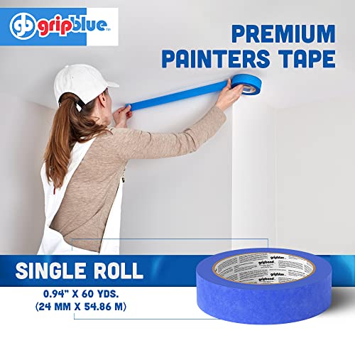 Image of Professional-Grade Blue Painters Tape 1 Inch Wide, 1 Roll | 0.94 in x 60 yd, Clean Removal, Easy Hand Tear, Multi-Surface Masking Tape for Indoor and Outdoor Use, UV Resistant