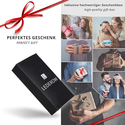 LEDEROW Schlüsseltasche mit 2 separaten Reißverschlussfächern aus echtem Leder in Türkis für Damen und Herren, kompaktes Schlüsseletui für Schlüssel und Autoschlüssel