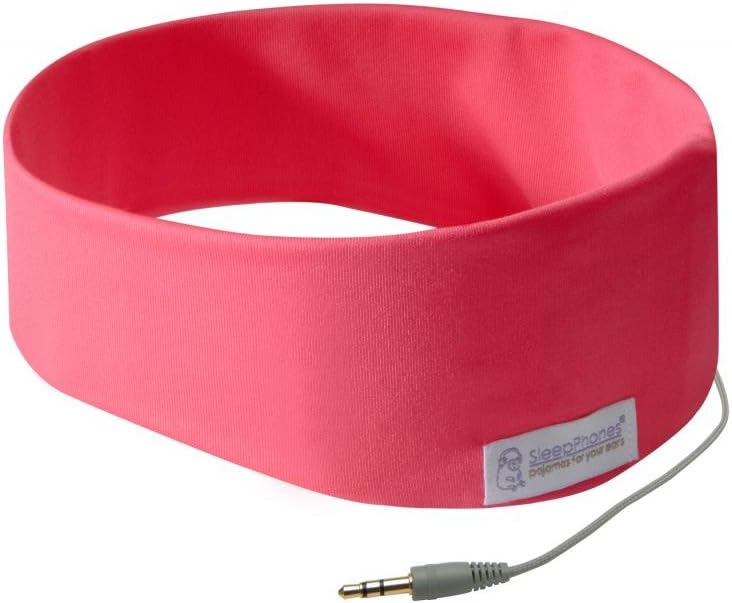 AcousticSheep SleepPhones Classic | Corded Headphones for Sleep, Travel, and More | The Original and Most Comfortable Headphones for Sleeping | Sunset Pink – Breeze Fabric (Size M)