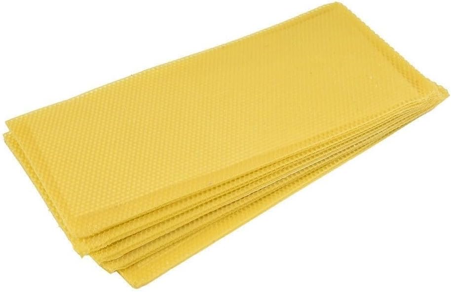 Natural Beeswax Foundation Sheets for Beekeeping - Plastic Core for Deep Frames 10pcs Honey Comb Starter 8.26x16.65 Inch