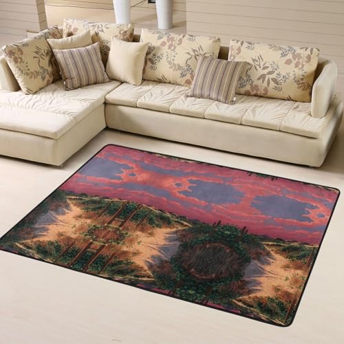 Tapis de sol en flanelle Vineyard Sunset anti-humidité et durable - 3