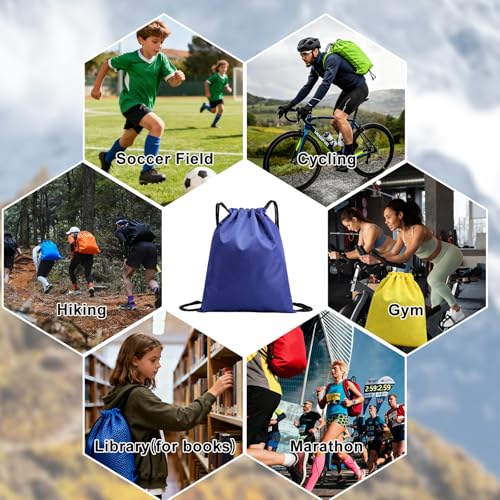 Image of Waterproof Drawstring Backpacks, Soccer-Texture Oxford Fabric, 16.9 inch x 13.8 inch,0.19 lb, Gym & Marathon Gear Sacks (1, Blue)