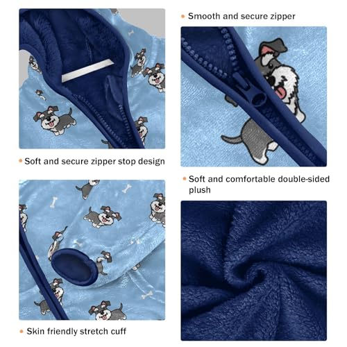 Schnauzer Dog Toddler Fleece Jacket Baby Boys Hooded Zipper Long Sleeve Thick Warm Outerwear 3-10 Years3