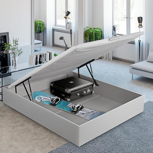 ROYAL SLEEP Canapé Abatible de Madera | 90x190 | Montaje y Retirada de Usado Incluido | Gran Capacidad | Tapa 3D Transpirable | 32 cm | Color Blanco | Space Bed
