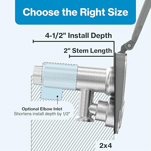 Image of Aquor House Hydrant V2+ Frost Free Outdoor Faucet, Anti Siphon Valve with Quick Connect, Frost Proof Flush Wall Hose Bib, 2 inch Stem, 4-1 /2 inch Install Depth, Slate Gray