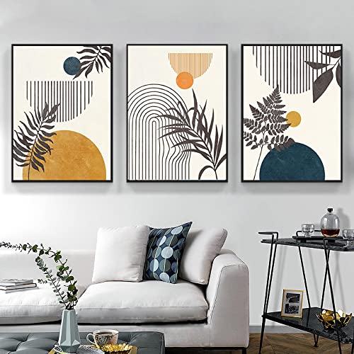 Noir Ligne Feuilles Soleil Affiches pour Sublimer un Mur Vide sans Cadre