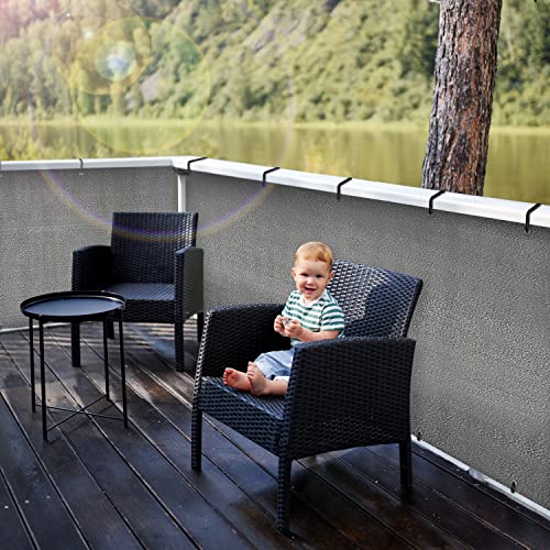 Brise-vue de balcon - 90 x 500 cm - Résistant aux UV - Coupe-vent - Clôture en polyéthylène haute densité - Résistant aux intempéries - Pour extérieur/patio/jardin/cour - Gris Cover