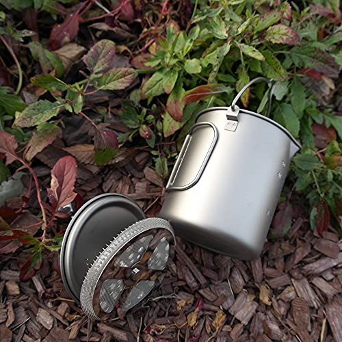 Exploration Gadget Titanium Camping Coffee Maker Use As French Press, Coffee Pot, Titanium Cup, Tea Pot, Camping Cookware #TOP7